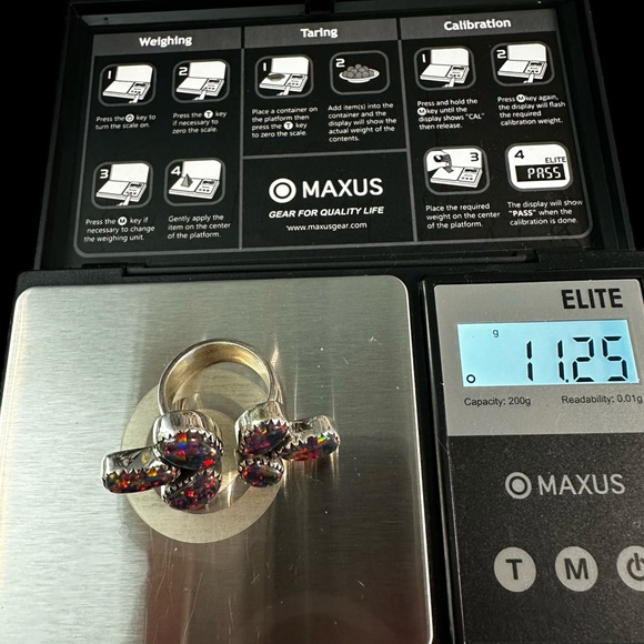 Aurora Opals Set in Solid Sterling Silver Flutter Ring - Picture 9 of 11